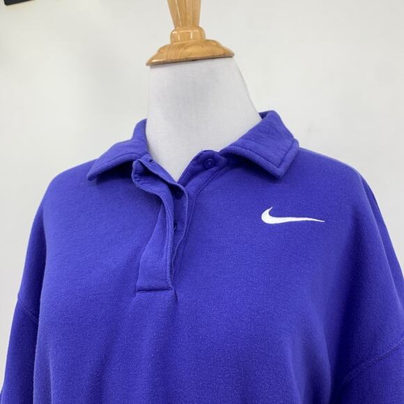 Nike Sweatshirt Womens XS Extra Small Violet Sportswear Phoenix Fleece Polo Crop - Picture 3 of 14
